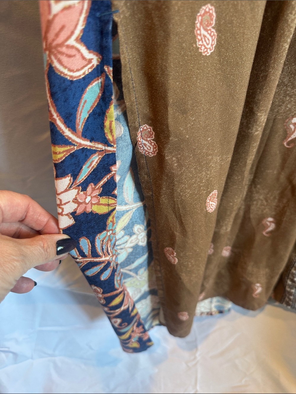 O'Neill Patchwork Floral Maxi Dress in Teal, Navy & Brown - Picture 6 of 12